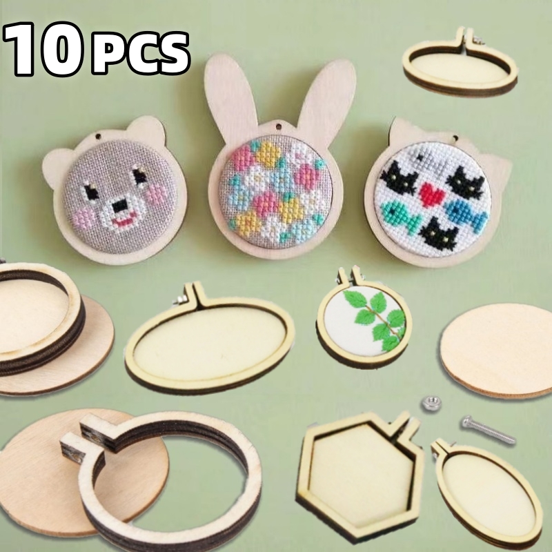 Wood Ring Blank - 10 pezzi mini cerchio da ricamo